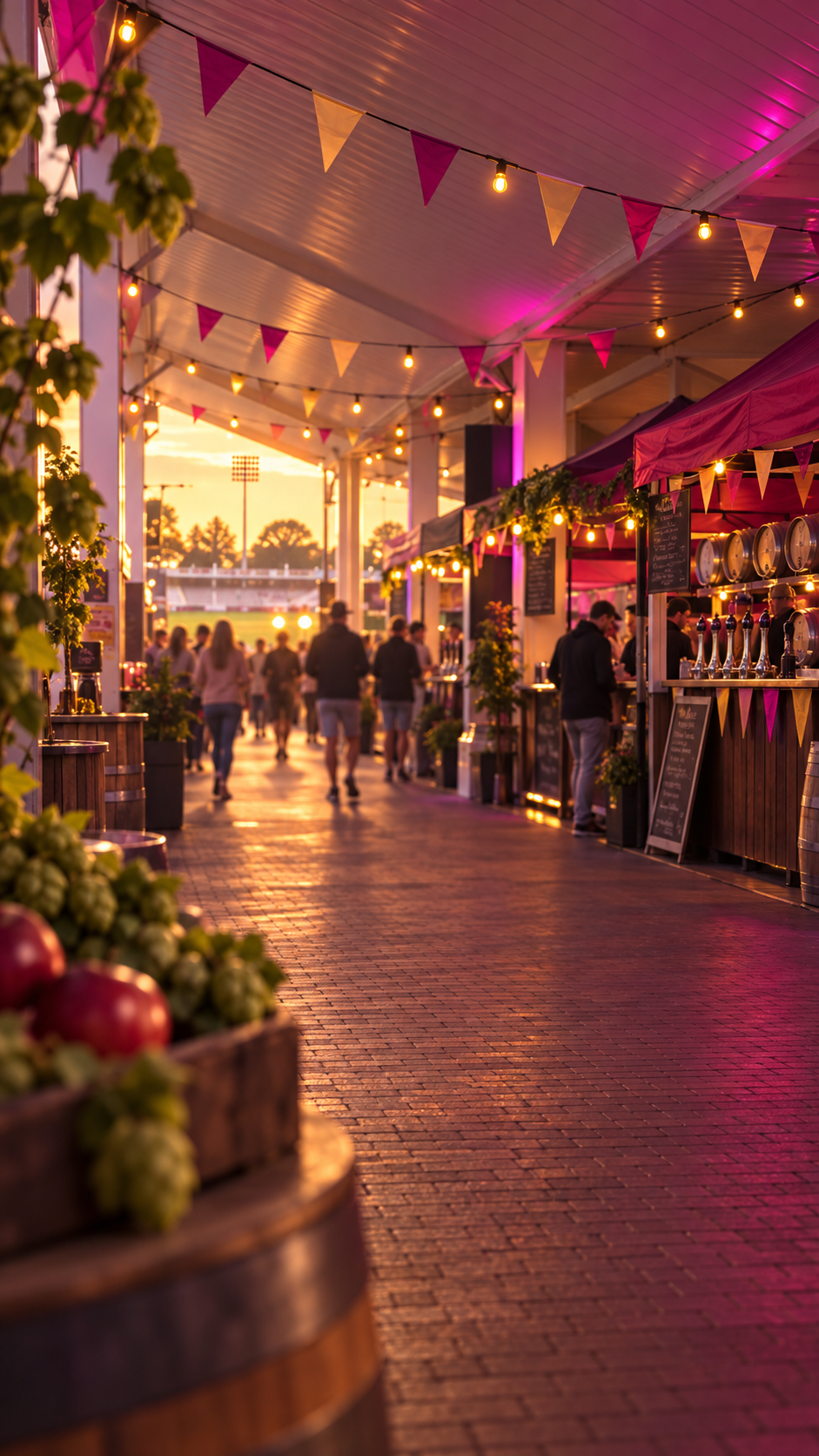Festival walkway with bars and bunting